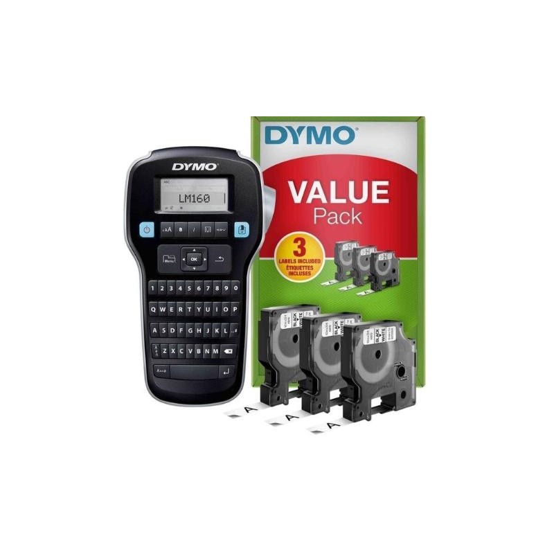 DYMO ETIQUETADORA - ROTULADORA ELECTRÓNICA LM160 + 3 CINTAS D1 DE 12MM NEGRO SOBRE BLANCO (45013) (VALUE PACK)