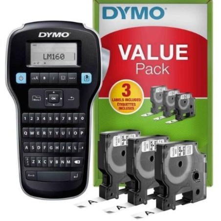 DYMO ETIQUETADORA - ROTULADORA ELECTRÓNICA LM160 + 3 CINTAS D1 DE 12MM NEGRO SOBRE BLANCO (45013) (VALUE PACK)