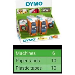 DYMO ETIQUETADORA - ROTULADORA ELECTRÓNICA LETRATAG LT-100H (6 UD.) + (10 UD.) CINTA 91201, NEGRO SOBRE BLANCO, DE 12MMX4M, DE P