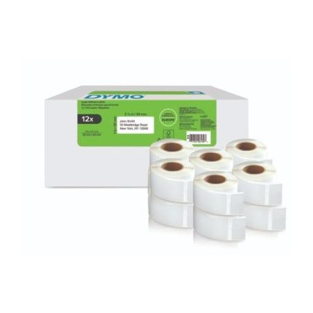 DYMO ETIQUETAS TRANSFERENCIA TÉRMICA LW MULTIPACK 25X54MM - PACK DE 12 ROLLOS (500 ETIQUETAS POR ROLLO)