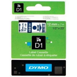 DYMO CINTA DE TRANSFERENCIA TERMICA D1 45014. ETIQUETAS ESTÁNDAR AZUL SOBRE BLANCO DE 12MMX7M. POLIESTER AUTOADHESIVA. ROTULADOR
