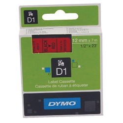 DYMO CINTA DE TRANSFERENCIA TERMCA D1 45017. ETIQUETAS ESTÁNDAR NEGRO SOBRE ROJO DE 12MMX7M. POLIESTER AUTOADHESIVA. ROTULADORA