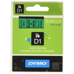 DYMO CINTA DE TRANSFERENCIA TERMICA D1 45019. ETIQUETAS ESTÁNDAR NEGRO SOBRE VERDE DE 12MMX7M.POLIESTER AUTOADHESIVA. ROTULADORA