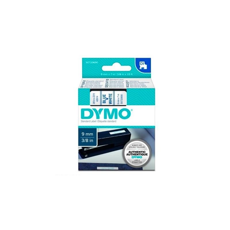 DYMO CINTA DE TRANSFERENCIA TERMICA D1 40914. AZUL SOBRE BLANCO DE 9MMX7M. POLIESTER AUTOADHESIVA