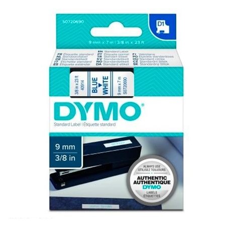 DYMO CINTA DE TRANSFERENCIA TERMICA D1 40914. AZUL SOBRE BLANCO DE 9MMX7M. POLIESTER AUTOADHESIVA