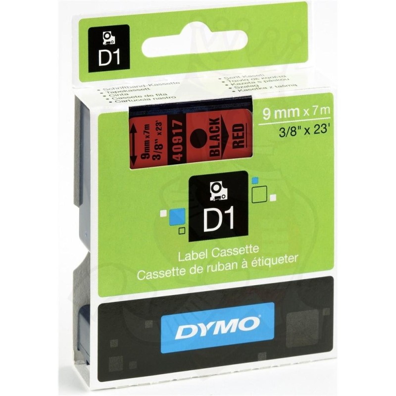 DYMO CINTA DE TRANSFERENCIA TERMICA D1 40917, NEGRO SOBRE ROJO DE 9M, DE PLÁSTICO