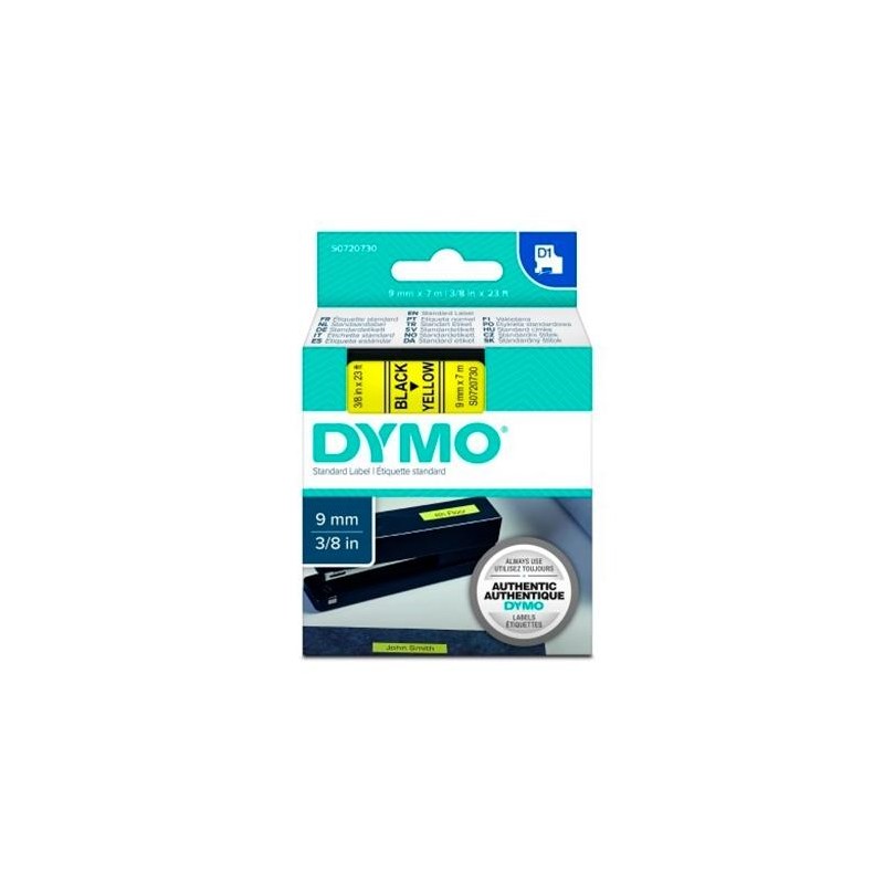 DYMO CINTA DE TRANSFERENCIA TERMICA D1 40918. NEGRO SOBRE AMARILLO DE 9MMX7M. POLIESTER AUTOADHESIVA