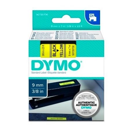 DYMO CINTA DE TRANSFERENCIA TERMICA D1 40918. NEGRO SOBRE AMARILLO DE 9MMX7M. POLIESTER AUTOADHESIVA