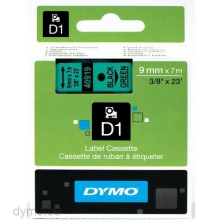 DYMO CINTA DE TRANSFERENCIA TERMICA D1 40919. NEGRO SOBRE VERDE DE 9MMX7M. POLIESTER AUTOADHESIVA