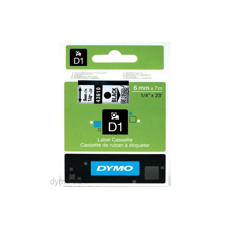 DYMO CINTA DE TRANSFERENCIA TERMICA D1 43610. NEGRO SOBRE TRANSPARENTE DE 6MMX7M. POLIESTER AUTOADHESIVA