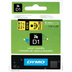 DYMO CINTA DE TRANSFERENCIA TERMICA D1 43618. NEGRO SOBRE AMARILLO DE 6MMX7M. POLIESTER AUTOADHESIVA