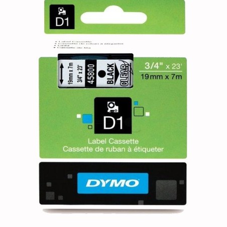 DYMO CINTA DE TRANSFERENCIA TÉRMICA D1 45800. ETIQUETAS ESTÁNDAR NEGRO SOBRE TRANSPARENTE DE 19MMX7M. POLIESTER AUTOADHESIVA. RO