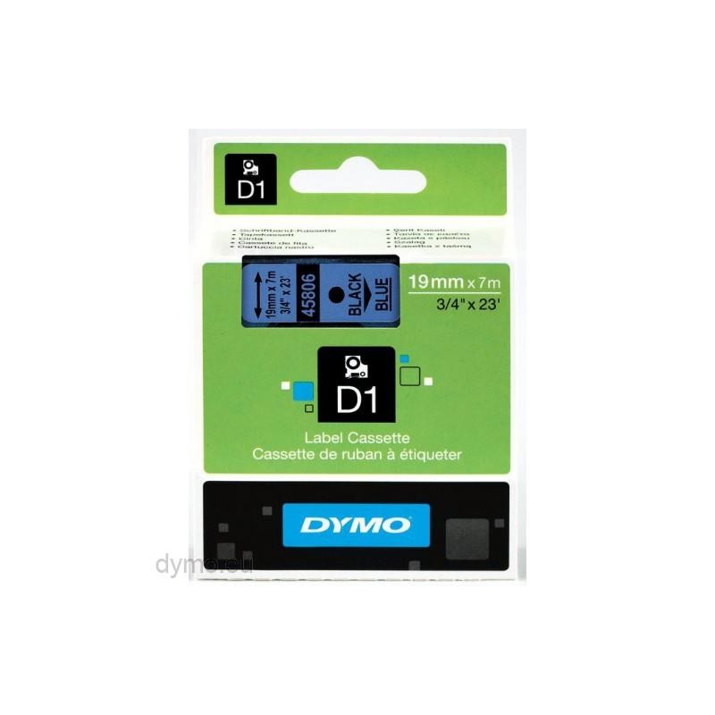 DYMO CINTA DE TRANSFERENCIA TÉRMICA D1 45806. ETIQUETAS ESTÁNDAR NEGRO SOBRE AZUL DE 19MMX7M. POLIESTER AUTOADHESIVA. ROTULADORA