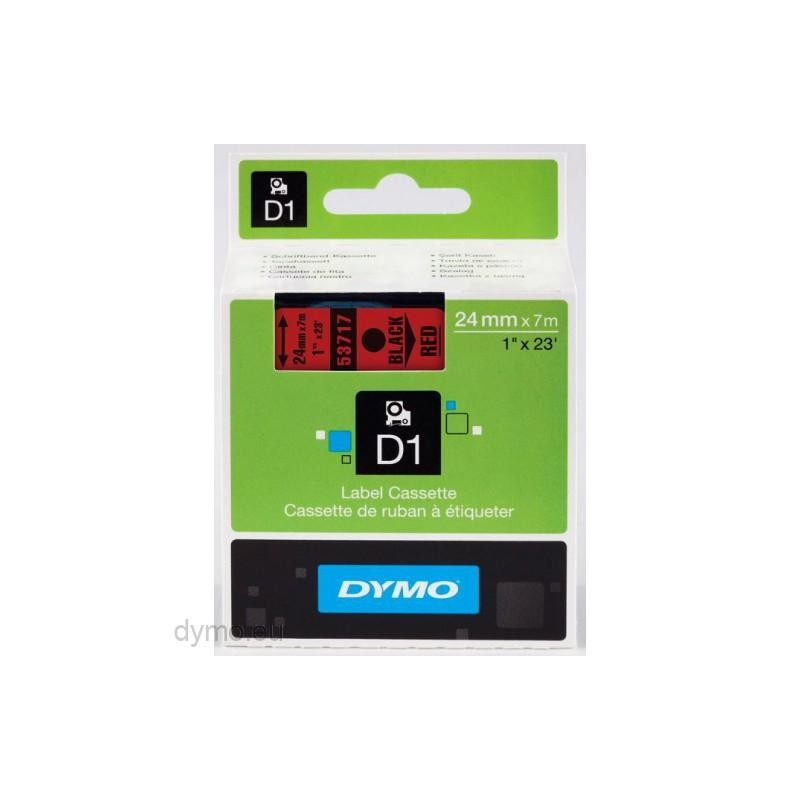 DYMO CINTA DE TRANSFERENCIA TERMICA D1 53717. ETIQUETAS ESTÁNDAR NEGRO SOBRE ROJO DE 24MMX7M. POLIESTER AUTOADHESIVA. ROTULADORA