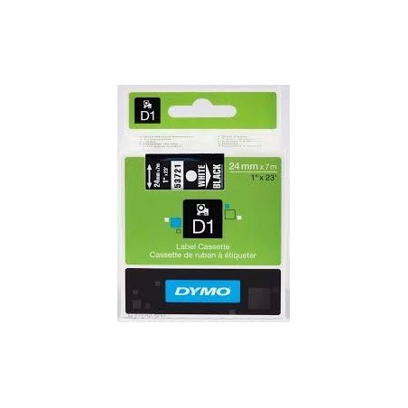DYMO CINTA DE TRANSFERENCIA TERMICA D1 53721. ETIQUETAS ESTÁNDAR BLANCO SOBRE NEGRO DE 24MMX7M. POLIESTER AUTOADHESIVA. ROTULADO