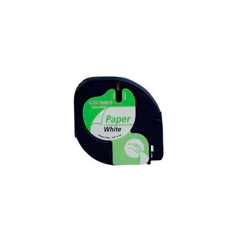 DYMO CINTA 91200, NEGRO SOBRE BLANCO DE 12MMX4M, DE PAPEL. ROTULADORA LETRATAG