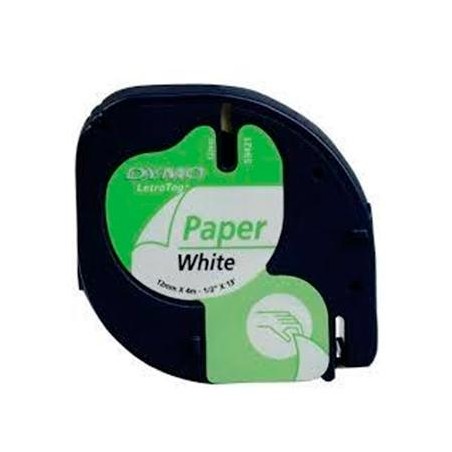 DYMO CINTA 91200, NEGRO SOBRE BLANCO DE 12MMX4M, DE PAPEL. ROTULADORA LETRATAG