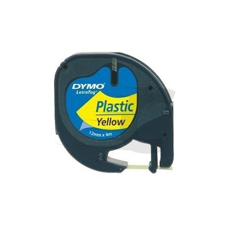 DYMO CINTA 91202, NEGRO SOBRE AMARILLO DE 12MMX4M. DE PLÁSTICO, ROTULADORA LETRATAG