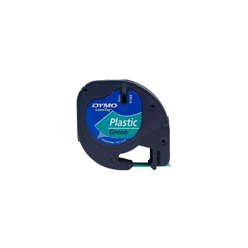 DYMO CINTA 91204, NEGRO SOBRE VERDE, DE 12MMX4M, DE PLÁSTICO. ROTULADORA LETRATAG