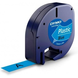 DYMO CINTA 91205, NEGRO SOBRE AZUL, DE 12MMX4M, DE PLÁSTICO. ROTULADORA LETRATAG