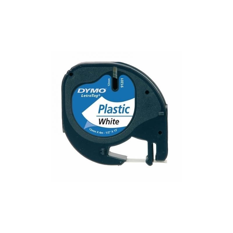 DYMO CINTA 91201, NEGRO SOBRE BLANCO, DE 12MMX4M, DE PLÁSTICO. ROTULADORA LETRATAG