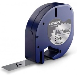 DYMO CINTA 91208, NEGRO / PLATA METALIZADA DE 12MMX4M, DE PLÁSTICO. ROTULADORA LETRATAG