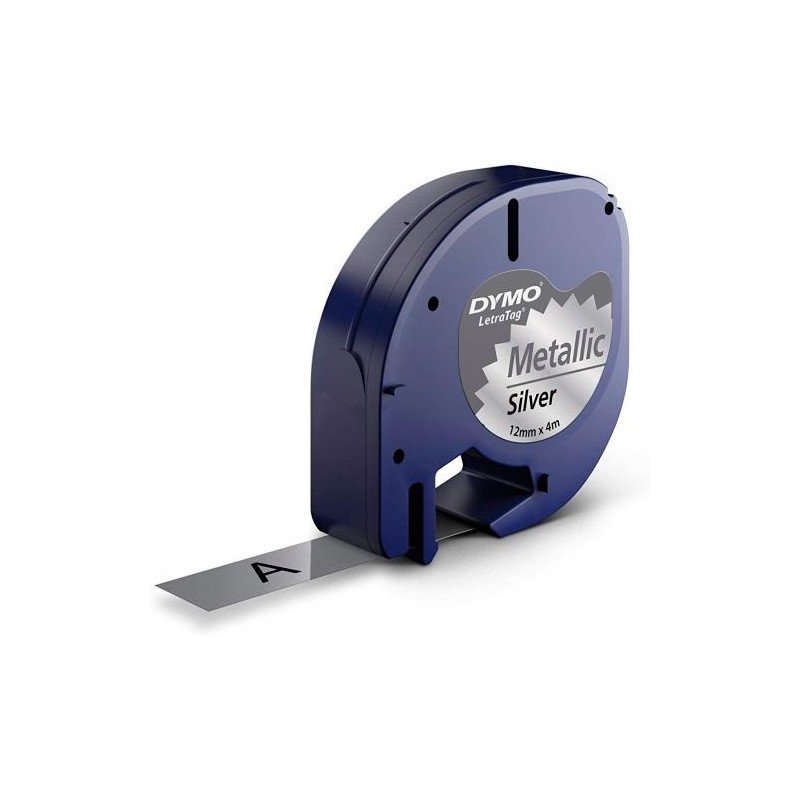 DYMO CINTA 91208, NEGRO / PLATA METALIZADA DE 12MMX4M, DE PLÁSTICO. ROTULADORA LETRATAG