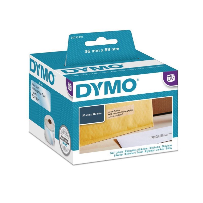 DYMO CINTA DE ETIQUETAS DE ENVÍO PLÁSTICO TRANSPARENTE DE 89X36MM (260 PÁGINAS) PARA ROTULADORA LABELWRITER