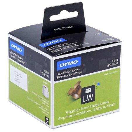 DYMO ETIQUETAS DE TRANSFERENCIA TERMICA LABEL WRITER 99014, NEGRO SOBRE BLANCO DE 54X101MM (A X L). ETIQUETAS GRANDES DE IDENTIF