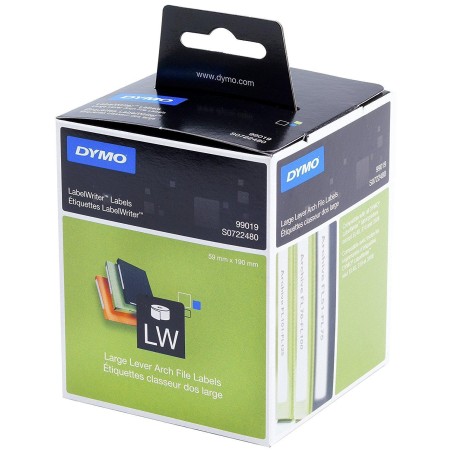 DYMO ETIQUETAS DE TRANSFERENCIA TERMICA LABEL WRITER 99019, NEGRO SOBRE BLANCO 59X190MM (AXL), ETIQUETAS GRANDES PARA ARCHIVADOR