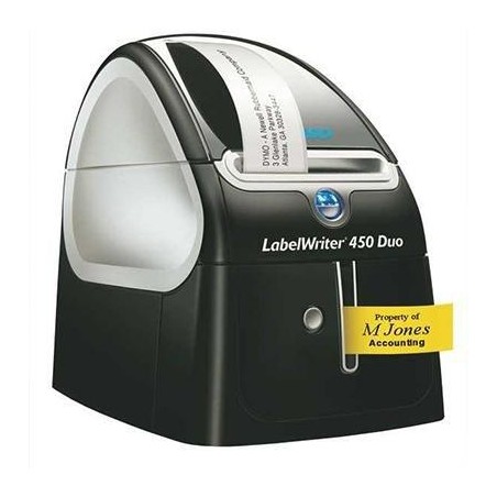 DYMO ETIQUETADORA - ROTULADORA ELECTRÓNICA LABELWRITER NEGRO - PLATA MODELO 450 DUO (TÉRMICA DIRECTA, 600 X 300 DPI, 71 IPM, 56