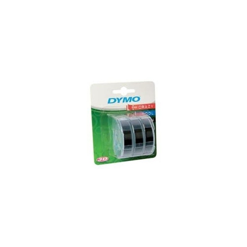DYMO CINTA TRADICIONAL 84773, 9MMX3M NEGRO, BLISTER 3 UNIDADES