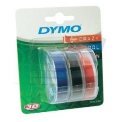 DYMO CINTA TRADICIONAL 84775, 9MMX3M NEGRO AZUL ROJO, BLISTER 3 UNIDADES