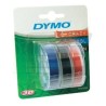 DYMO CINTA TRADICIONAL 84775, 9MMX3M NEGRO AZUL ROJO, BLISTER 3 UNIDADES