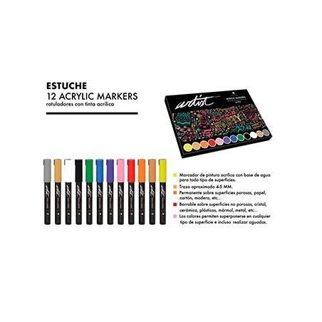 ALEX BOG ROTULADORES ACRÍLICOS GAMA ARTIST C/SURTIDOS ESTUCHE 12 UD