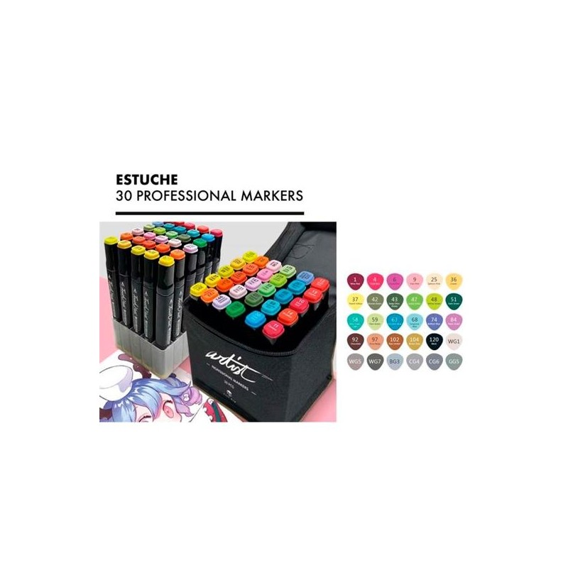 ALEX BOG ROTULADORES LUXURY CANVAS GAMA ARTIST DOBLE PUNTA FINA/BISELADA C/SURTIDOS ESTUCHE DE LUJO 30 UD