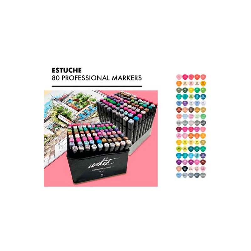 ALEX BOG ROTULADORES LUXURY CANVAS GAMA ARTIST DOBLE PUNTA FINA/BISELADA C/SURTIDOS ESTUCHE DE LUJO 80 UD