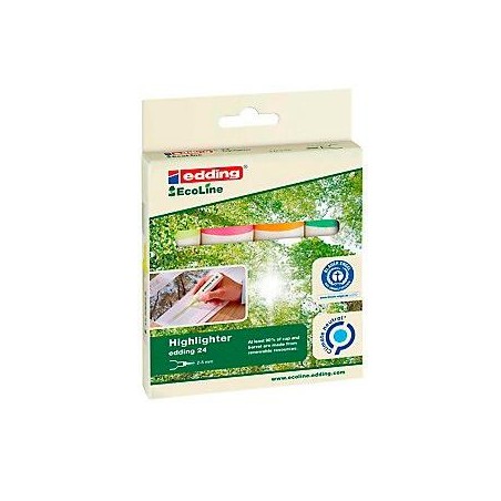 EDDING MARCADOR FLUORESCENTE 24 ECOLINE C/SURTIDOS ESTUCHE CARTÓN 4 UD