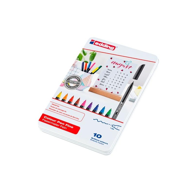 EDDING ROTULADOR 1200 PUNTA FINA COLORES SURTIDOS ESTUCHE METÁLICO 10 UD