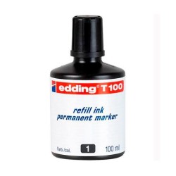 EDDING FRASCO DE TINTA T100 PARA ROTULADOR PERMANENTE 100ML NEGRO