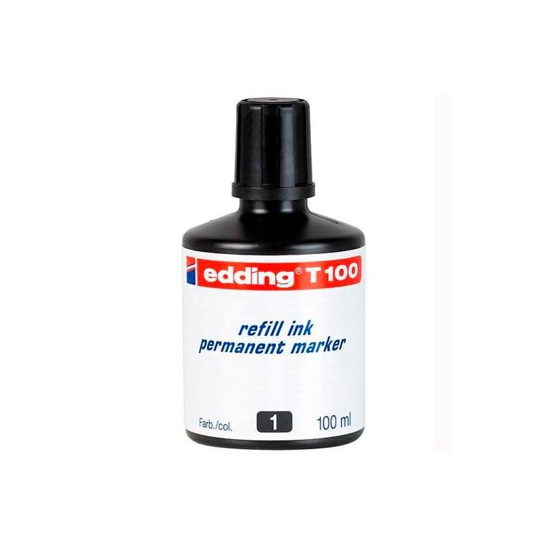EDDING FRASCO DE TINTA T100 PARA ROTULADOR PERMANENTE 100ML NEGRO