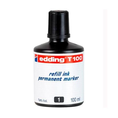 EDDING FRASCO DE TINTA T100 PARA ROTULADOR PERMANENTE 100ML NEGRO