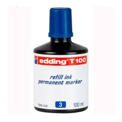 EDDING FRASCO DE TINTA T100 PARA ROTULADOR PERMANENTE 100ML AZUL
