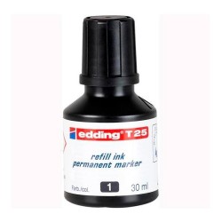 EDDING FRASCO DE TINTA T25 PARA ROTULADOR PERMANENTE 30ML NEGRO