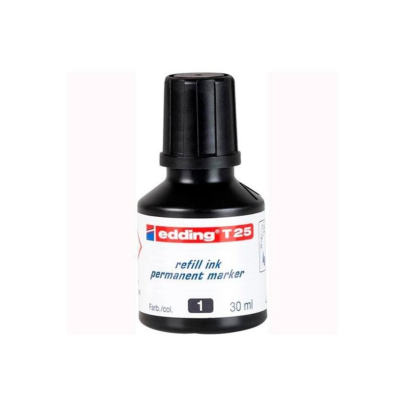 EDDING FRASCO DE TINTA T25 PARA ROTULADOR PERMANENTE 30ML NEGRO