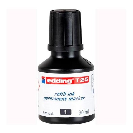 EDDING FRASCO DE TINTA T25 PARA ROTULADOR PERMANENTE 30ML NEGRO