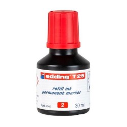 EDDING FRASCO DE TINTA T25 PARA ROTULADOR PERMANENTE 30ML ROJO