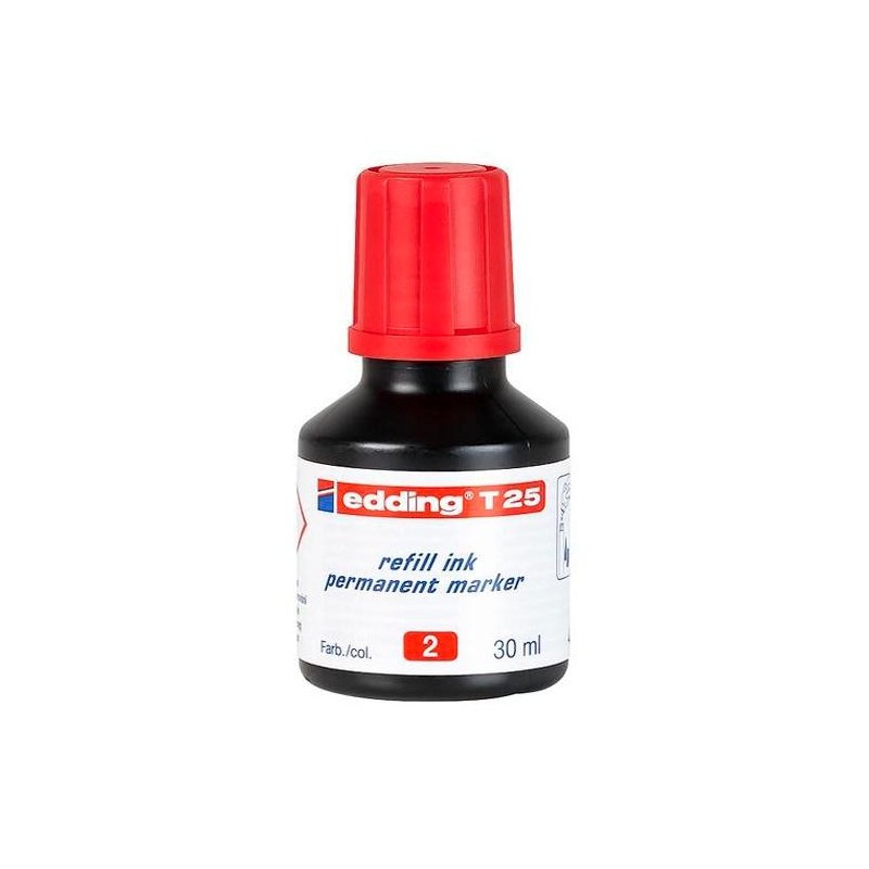 EDDING FRASCO DE TINTA T25 PARA ROTULADOR PERMANENTE 30ML ROJO