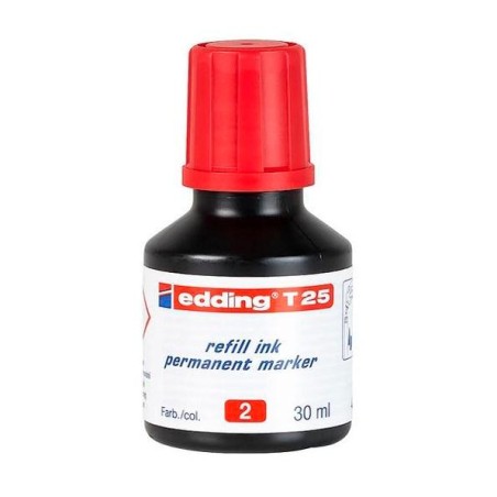 EDDING FRASCO DE TINTA T25 PARA ROTULADOR PERMANENTE 30ML ROJO