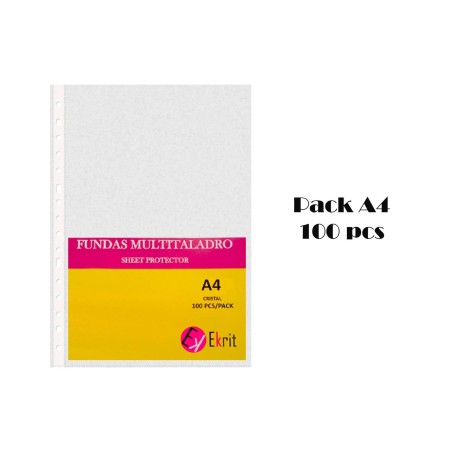 EKRIT FUNDAS MULTITALADRO 16 PP CRISTAL A4 80 MICRAS -BOLSA 100U-